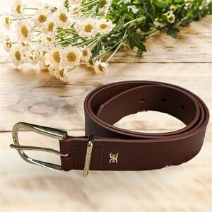 New Women’s Sam Edelman Brown Leather Belt with Gold Buckle sz M 8-10
